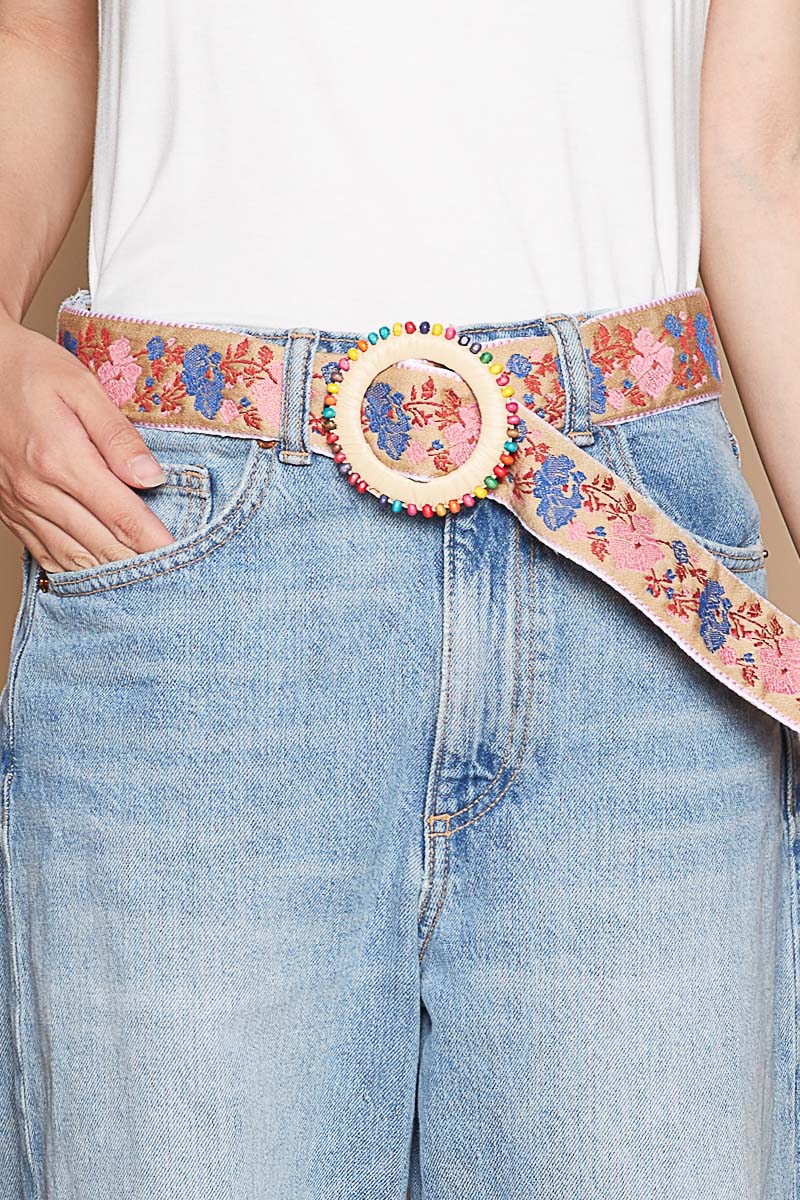New Floral Embroidered Belt with Pink Flowers beautiful flower belt embroidered Peru, color Pink, NEW! | eBay main image 4