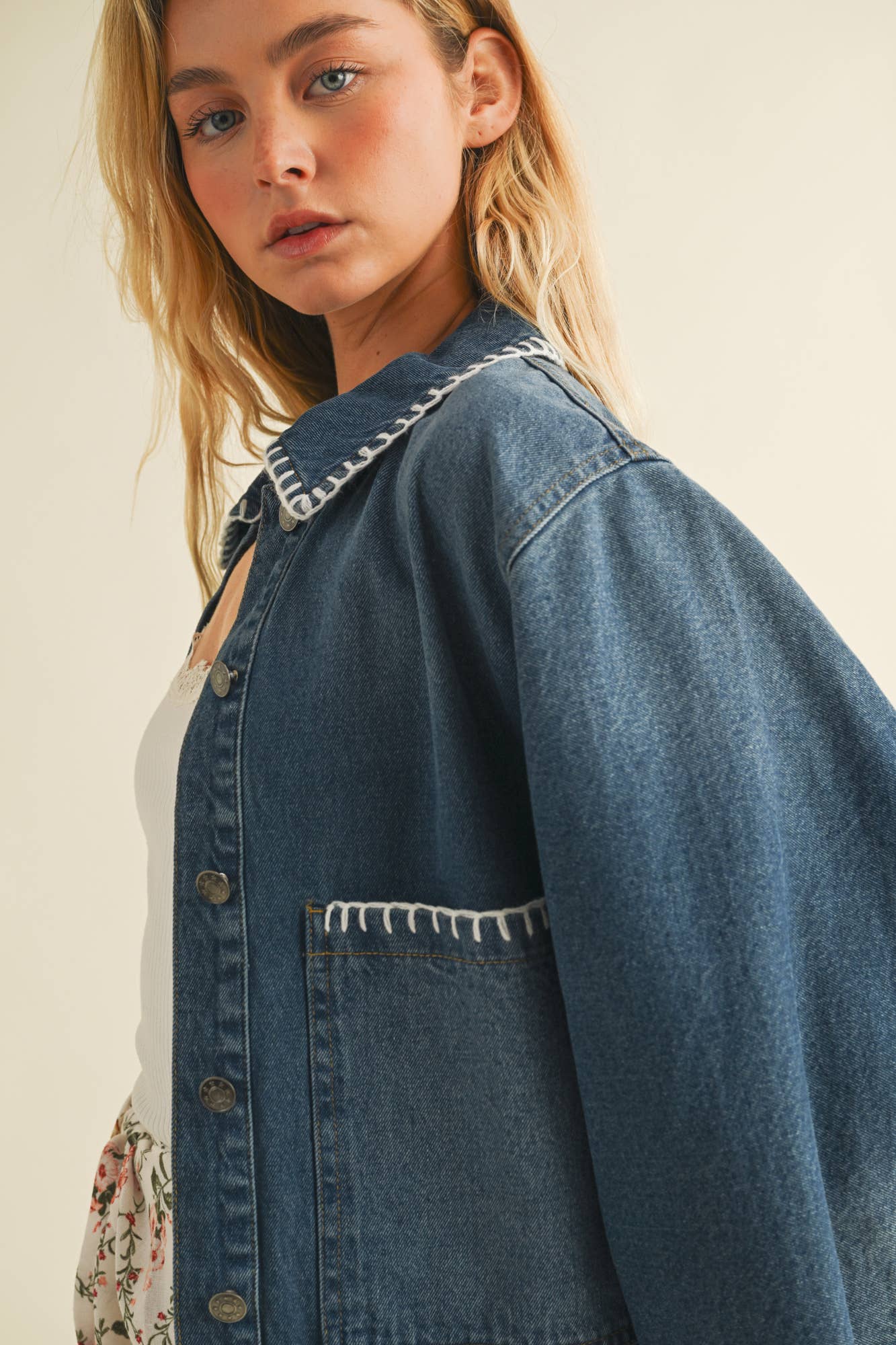 Blanket Stitch Denim Jacket – AddisonsWonderland