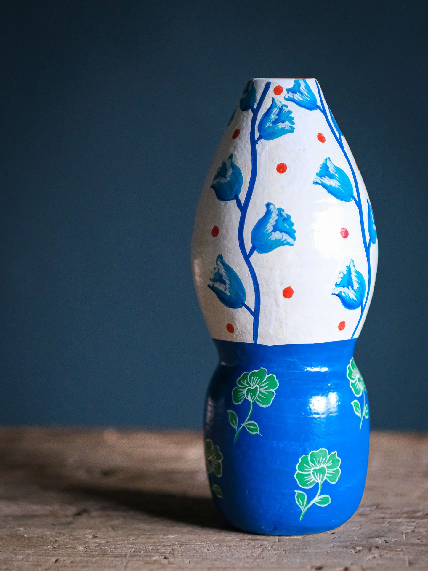 Blue Bell Terracotta Tear Drop Vase