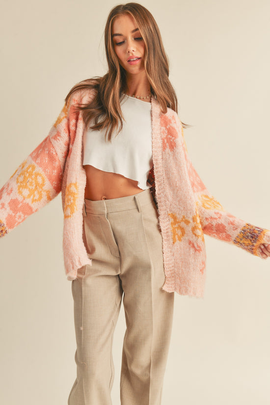 Fuzzy Floral Cardigan