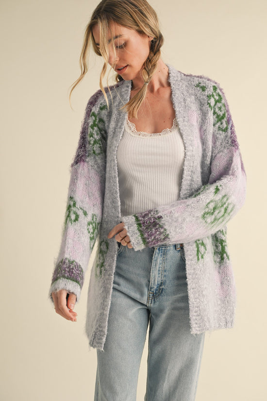 Fuzzy Floral Cardigan