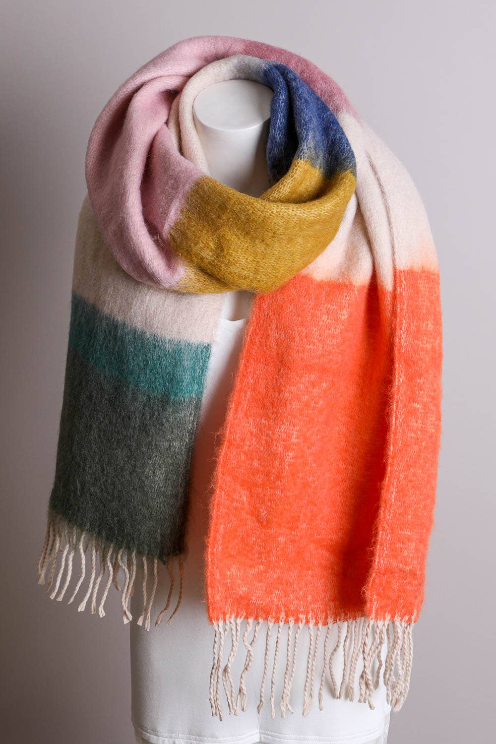 Faux Mohair Scarf | Color Block