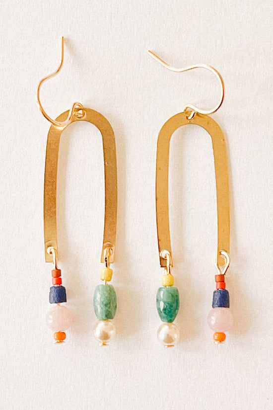 Turquoise Gem Arch Earrings