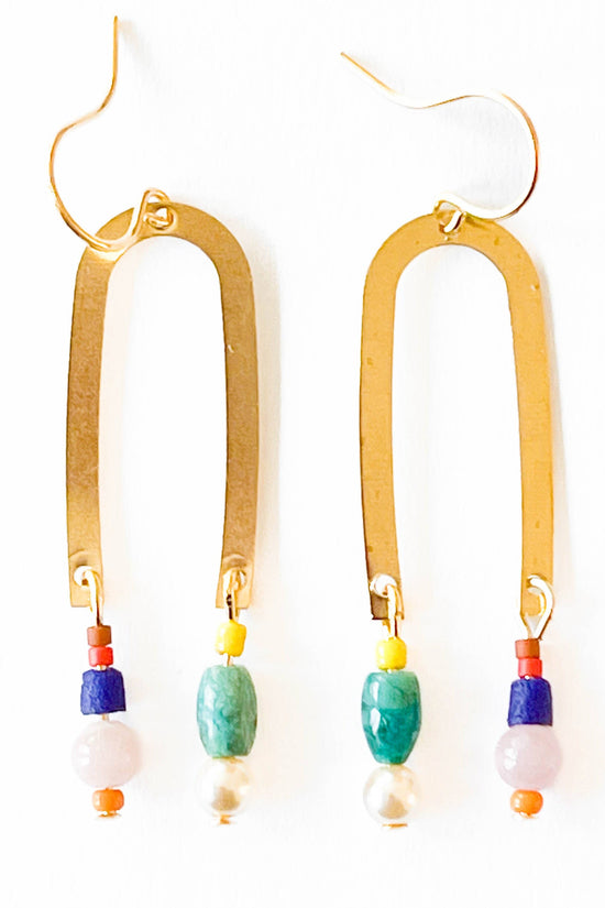 Turquoise Gem Arch Earrings