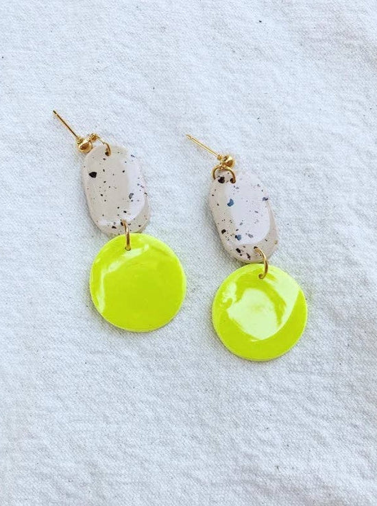 Summer Louie Earrings| Speckled Cream and Yellow