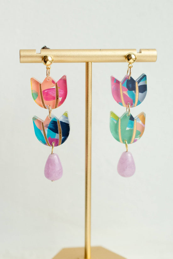 Handpainted Tulip Earrings