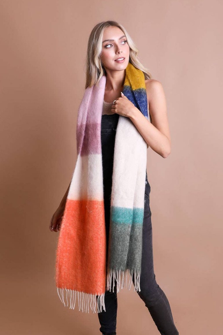 Faux Mohair Scarf | Color Block