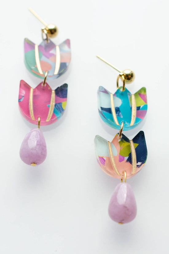 Handpainted Tulip Earrings