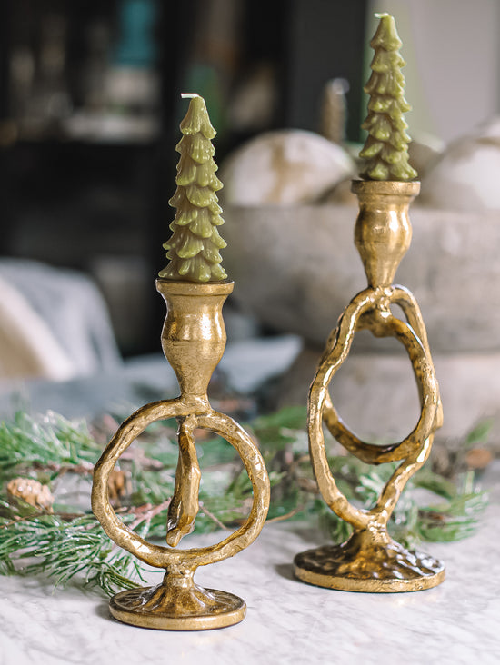 Green Tree Tapered Candle | 5"