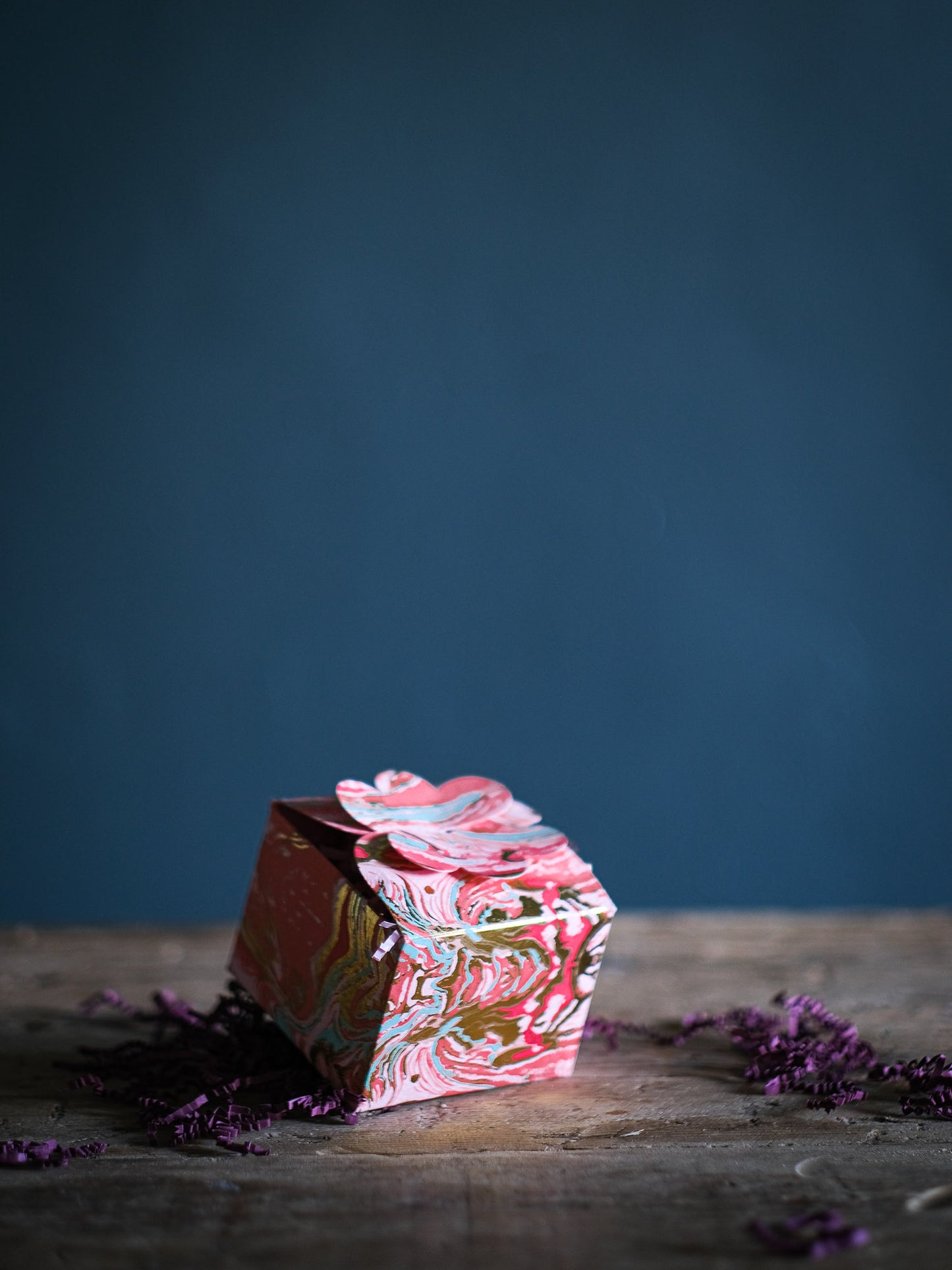 Handmade Recycled Marbled Paper Interlocking Gift Box