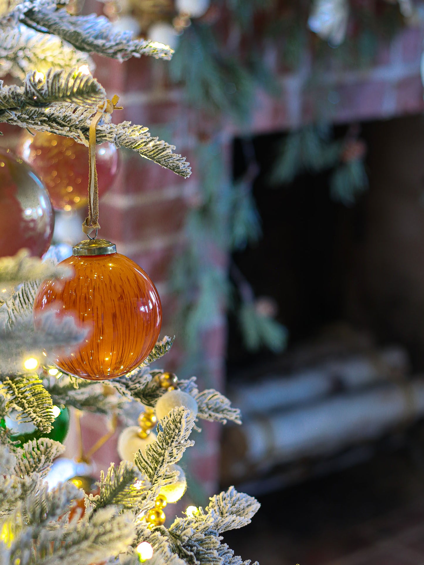 Marbled Glass Ornament | Amber