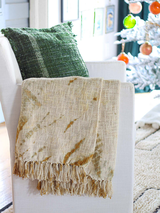 Gold Tie-Dye Throw Blanket