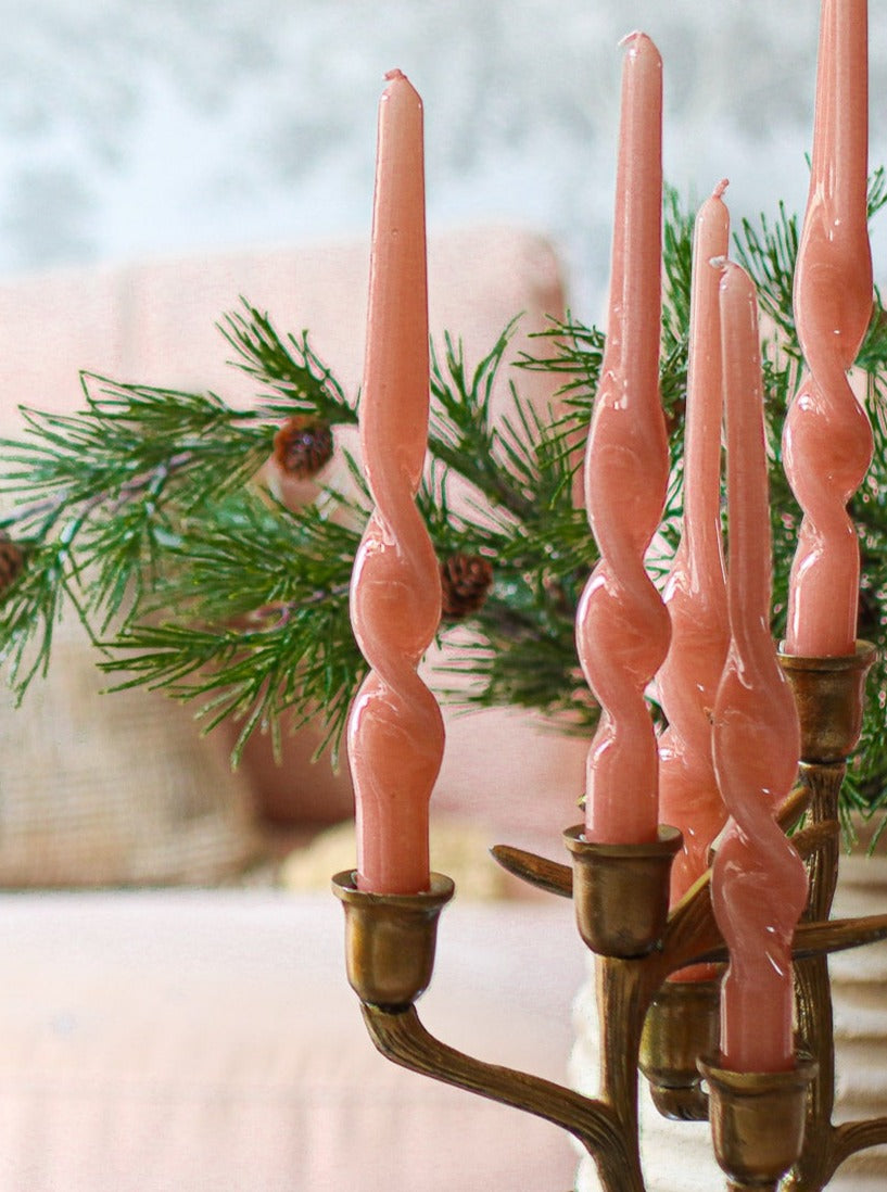 Load image into Gallery viewer, Single Twist Taper Candles | Plaster Pink
