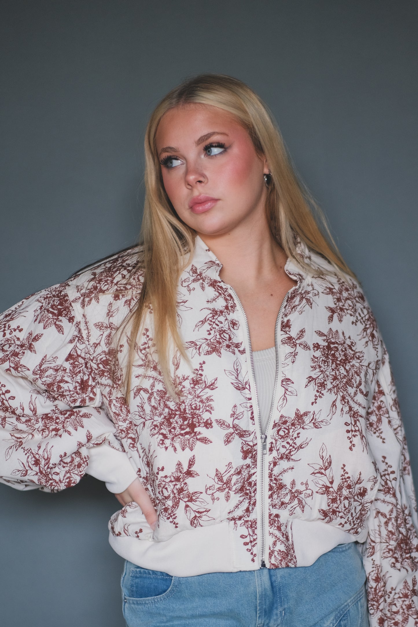 Cranberry Crisp Bomber Jacket