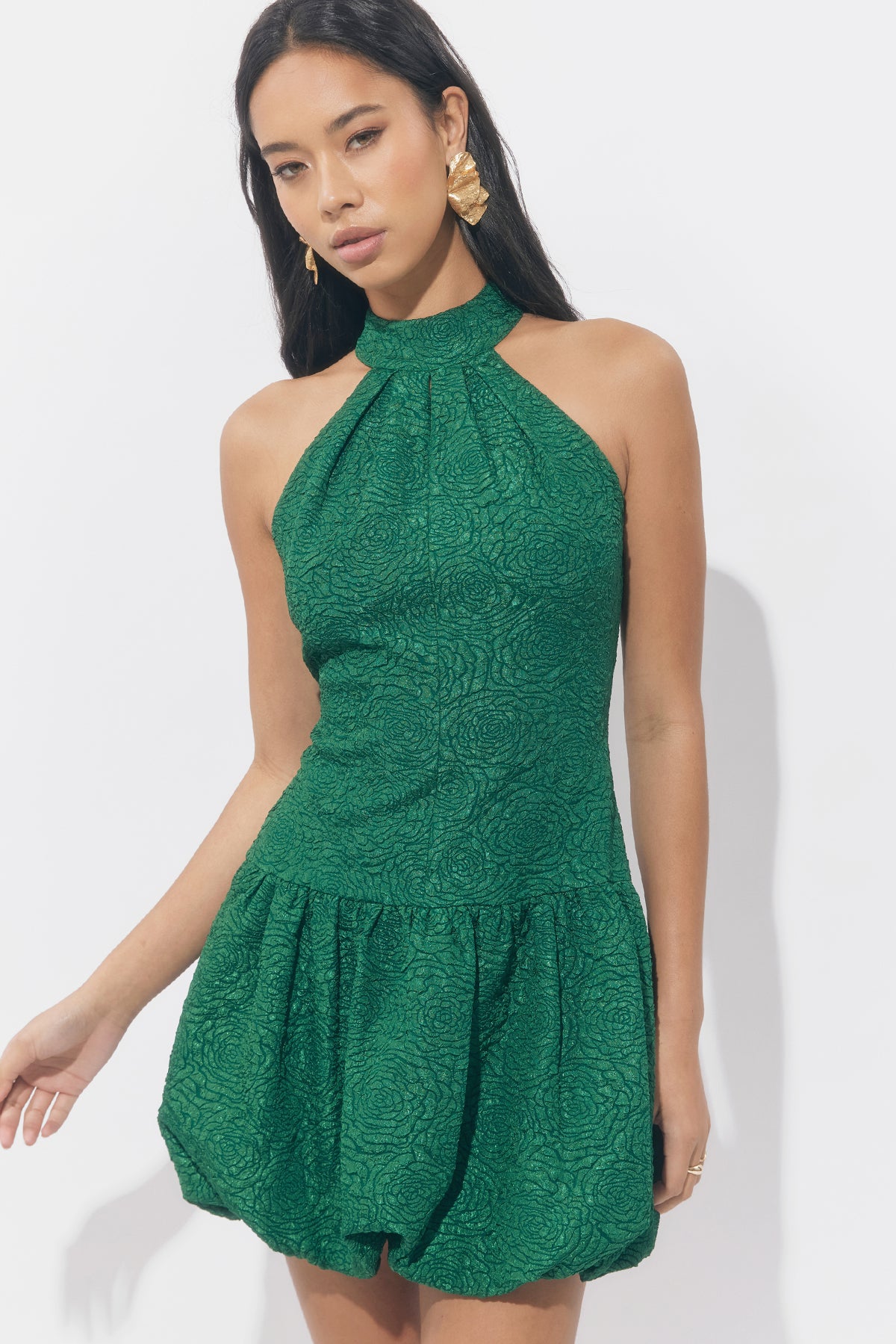 Tracois Textured Halter Bubble Mini Dress | Adelyn Rae M / EMERALD Tracois Textured Halter Bubble Mini Dress | Adelyn Rae M / EMERALD