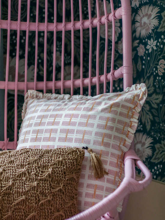 Pink Ruffled Print Pillow | 20"