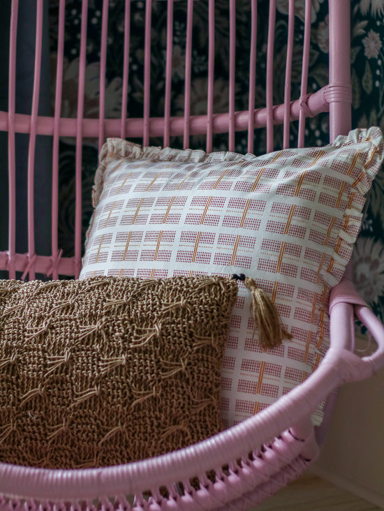 Pink Ruffled Print Pillow | 20"