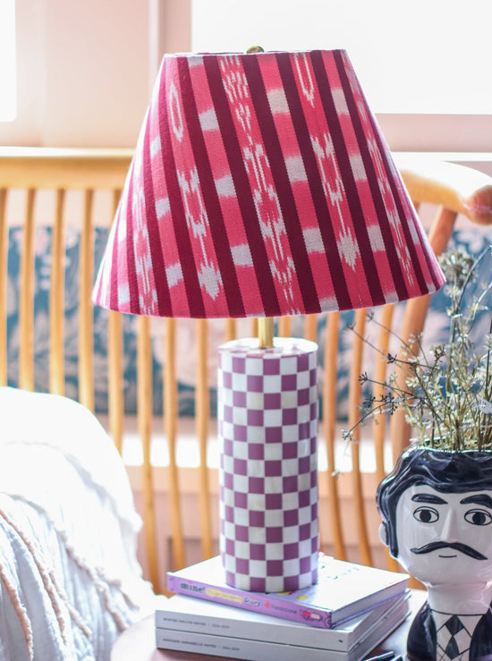 Dose of Happy Check Table Lamp | Pink Ikat