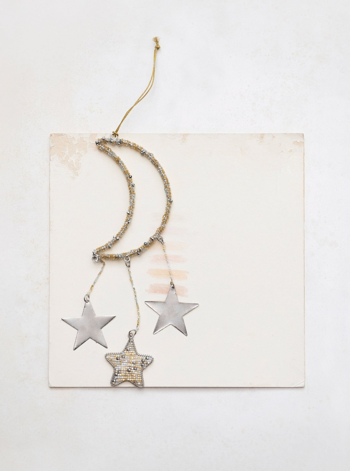Beaded Moon & Stars Ornament