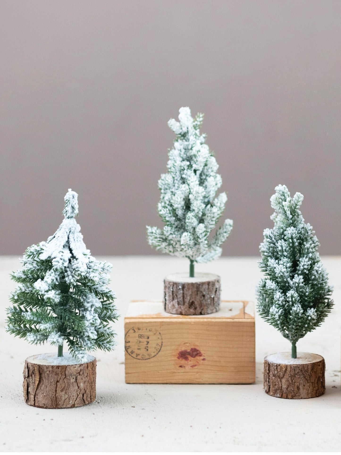 Small Faux Pine Tree with Wood Slice Base