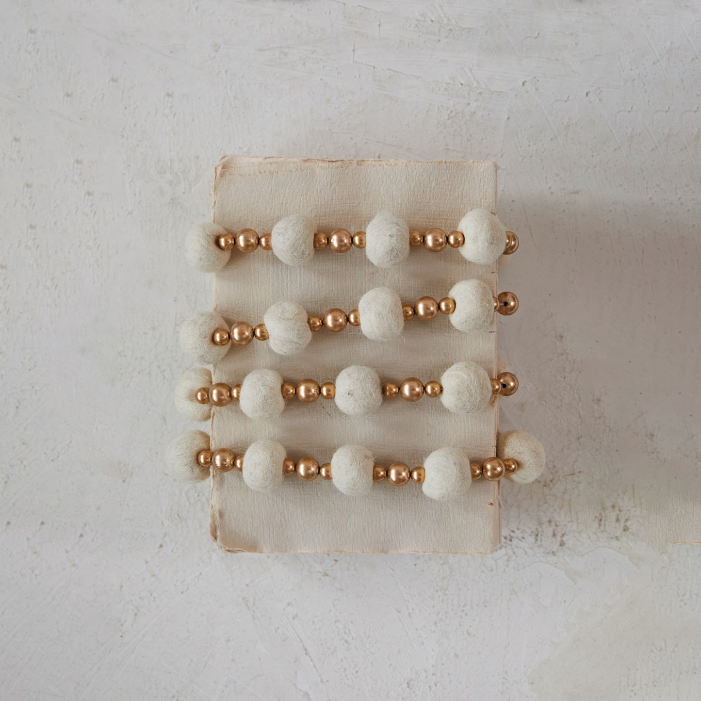 Wool Felt Ball Garland | White