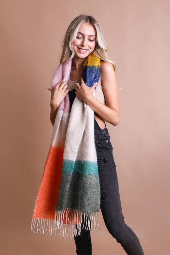 Faux Mohair Scarf | Color Block