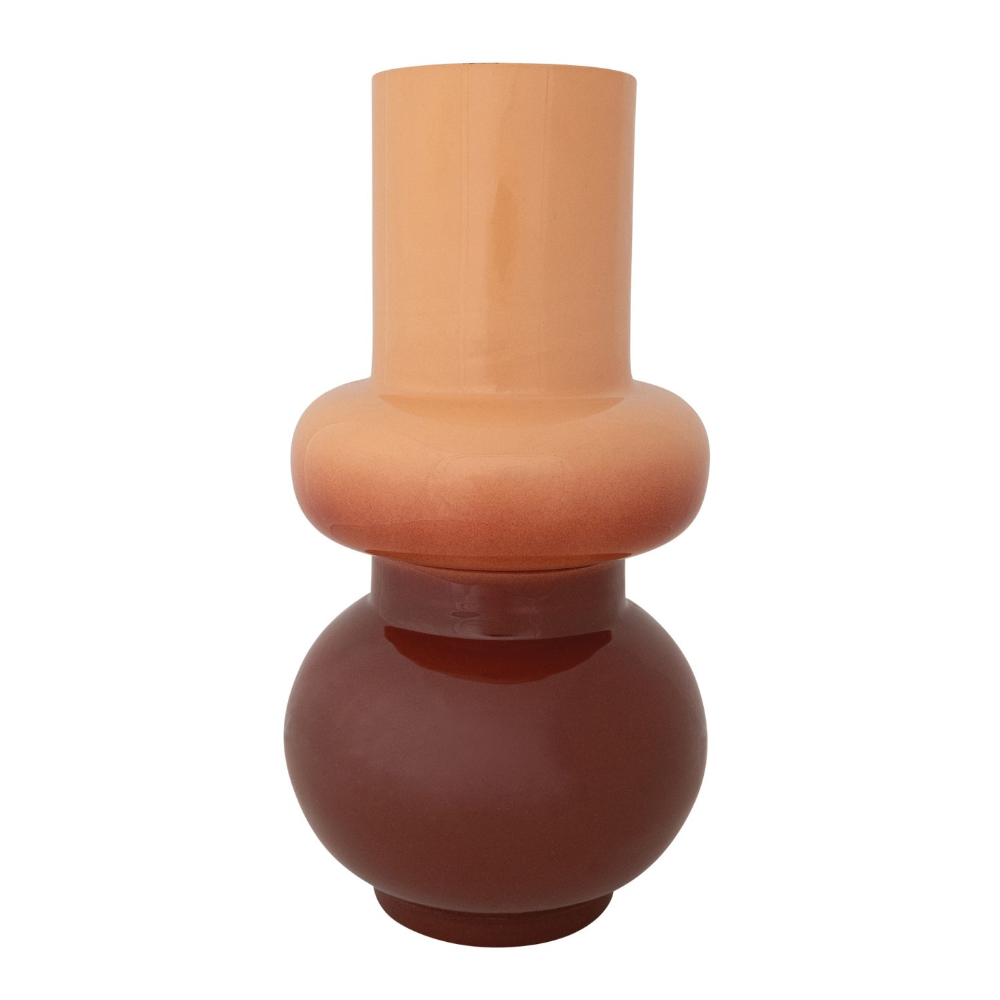 Enameled Metal Indoor/Outdoor Vase, Rust & Nude Color Ombre