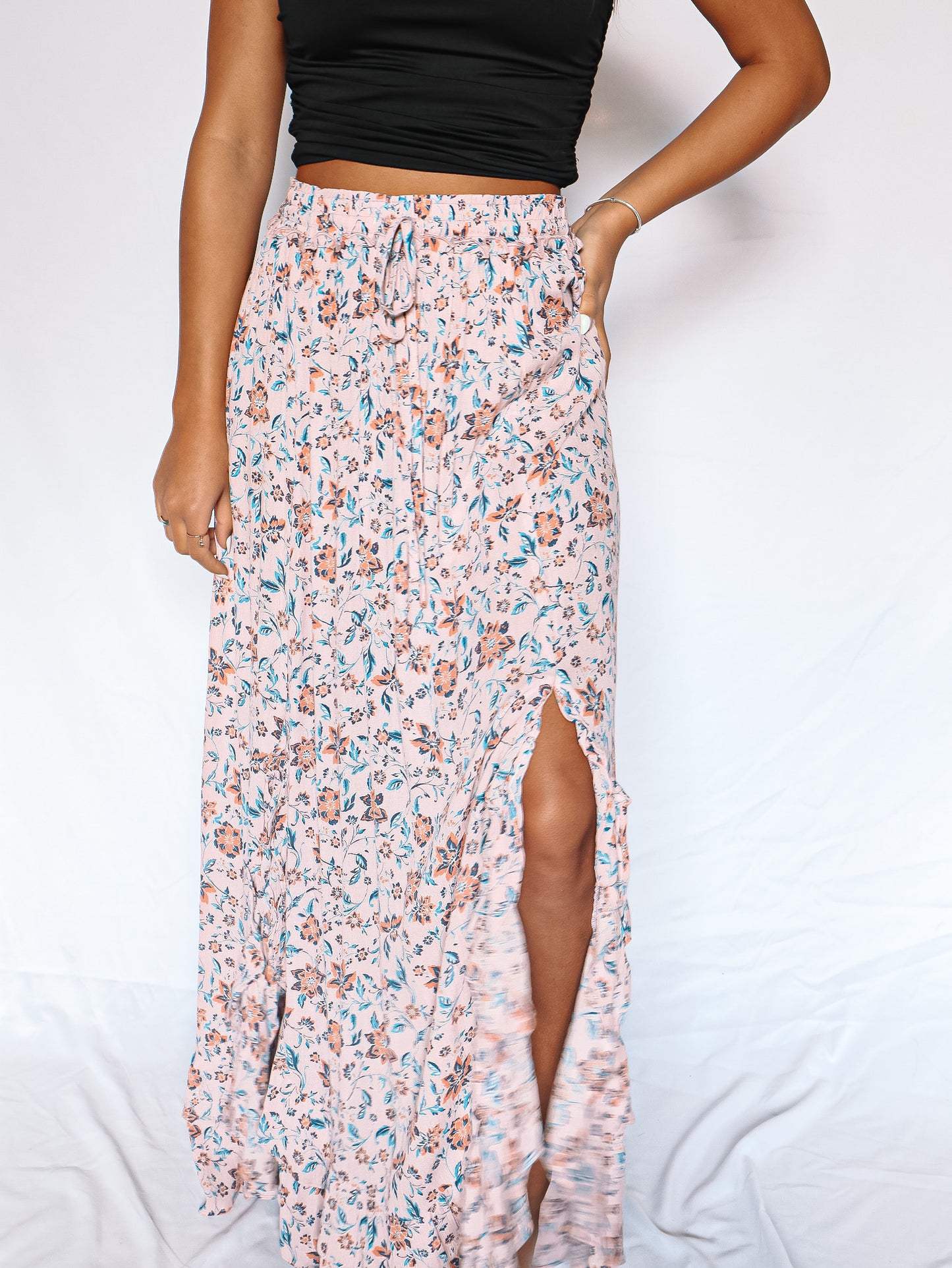 Summery Floral Gauze Skirt