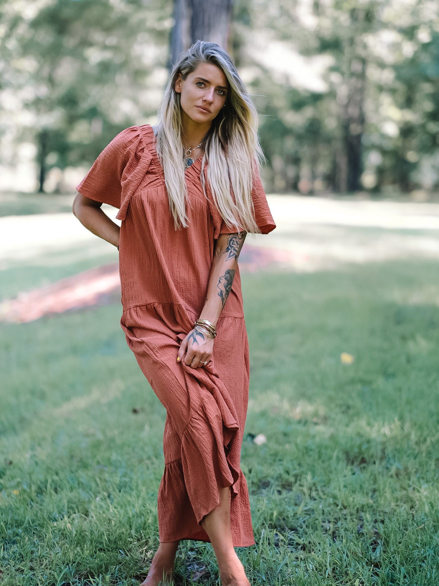 Gloria V-Neck Flared Dress