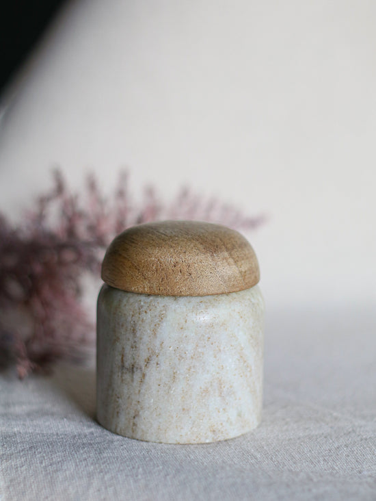 Load image into Gallery viewer, Marble &amp;amp; Wood Canister
