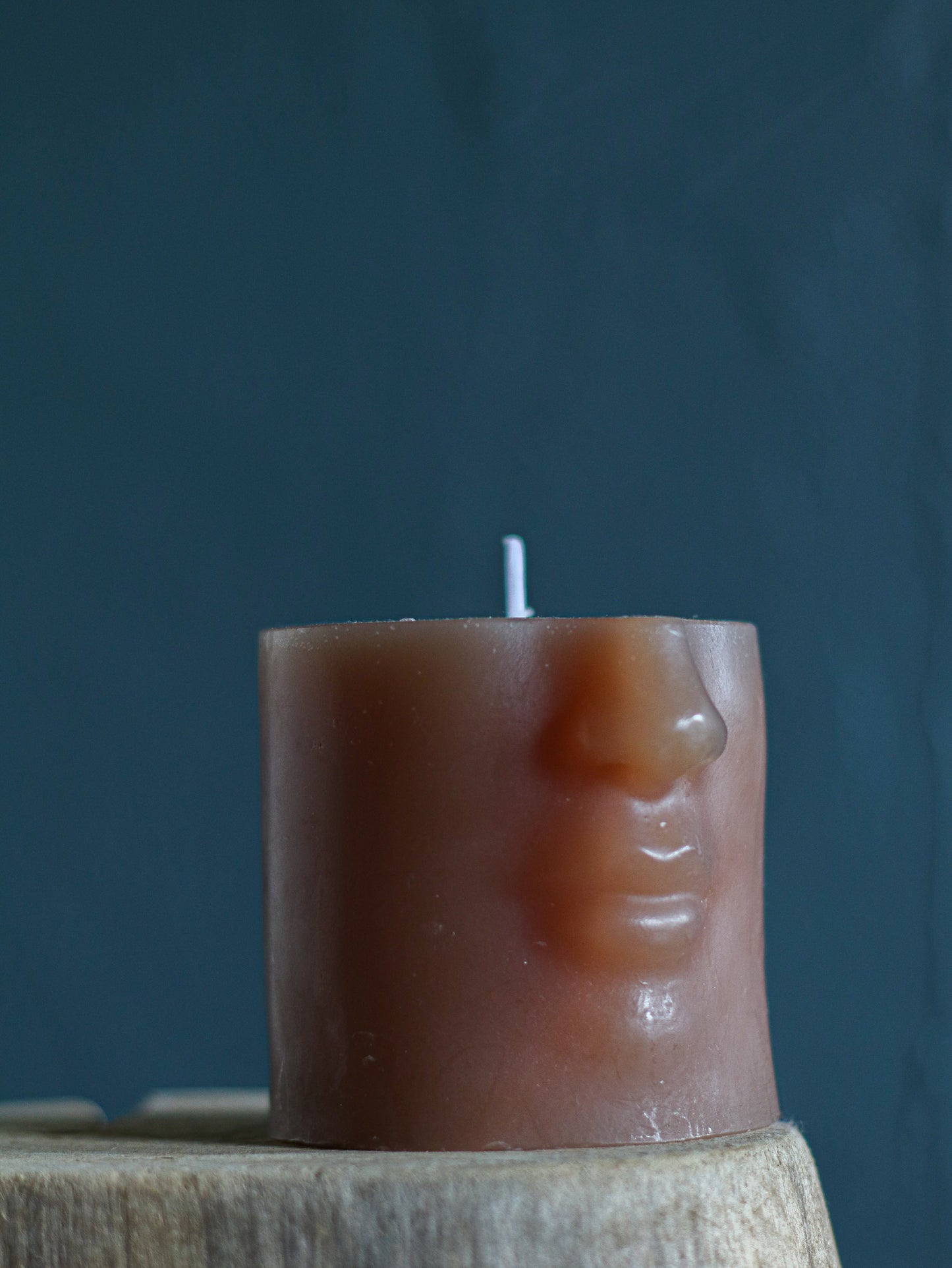 Load image into Gallery viewer, Cappuccino Color Face Pillar Candle
