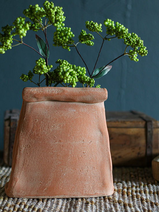 Sack Lady Clay Vase