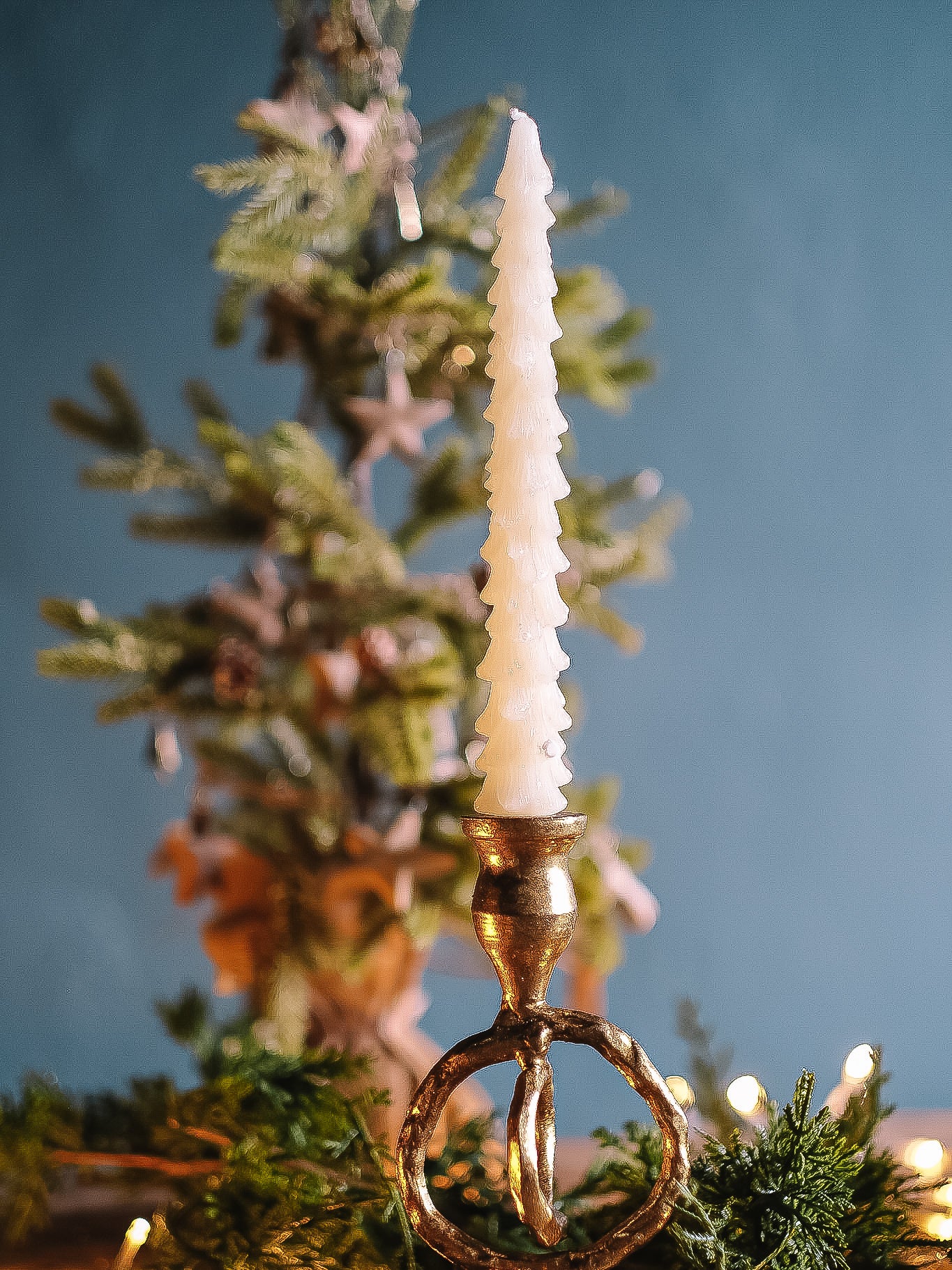 Cream Tree Tapered Candle | 10"