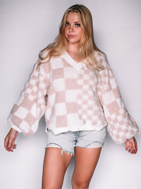 Load image into Gallery viewer, Lesette Knit Checkered Sweater
