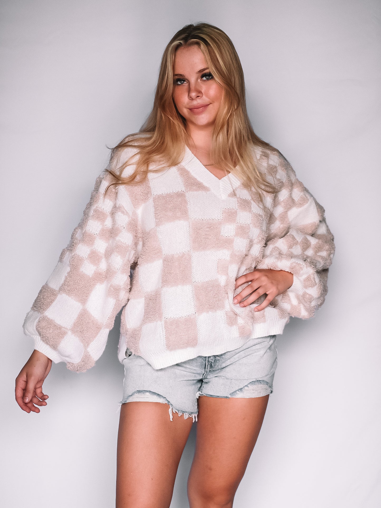 Lesette Knit Checkered Sweater