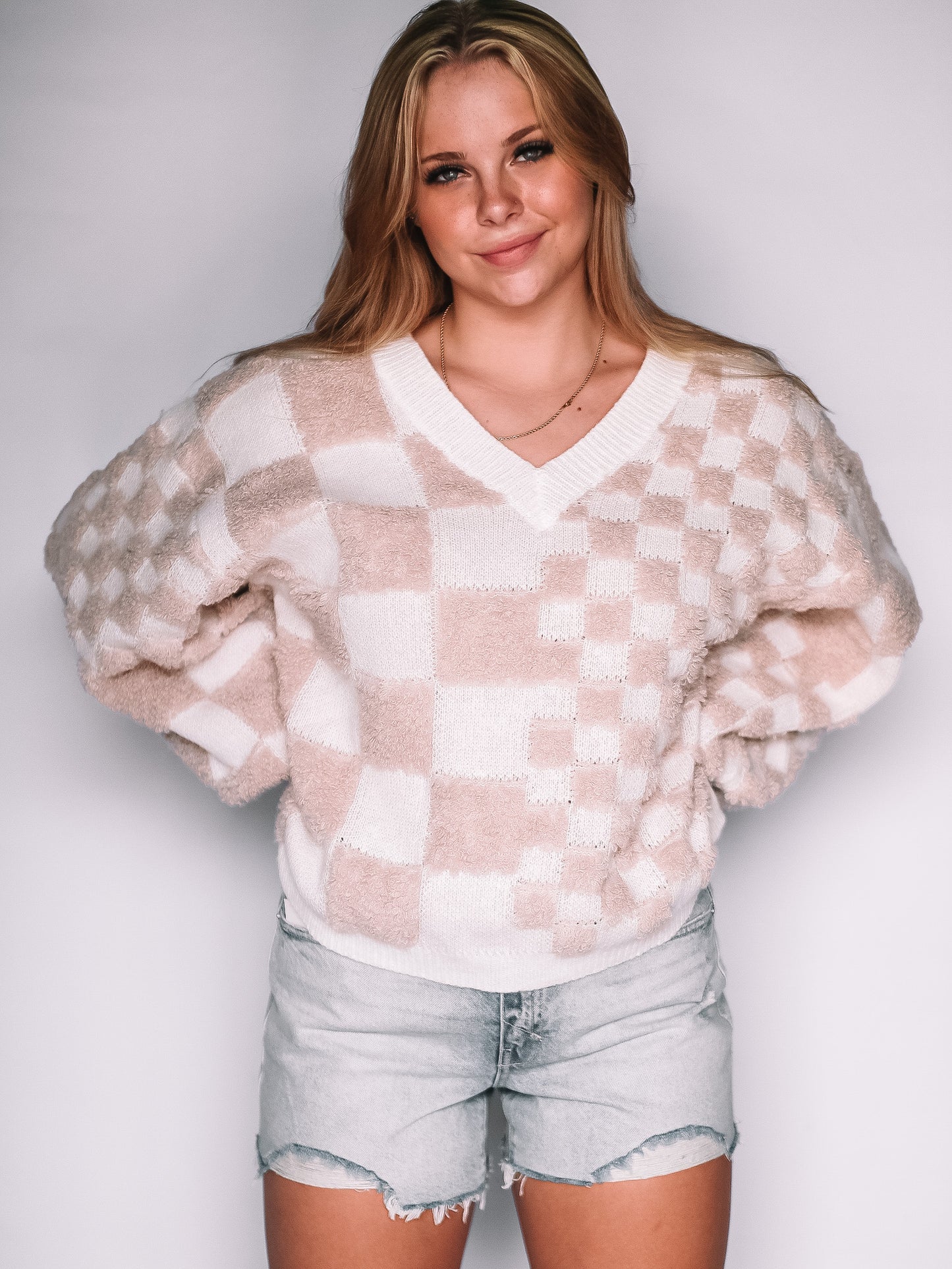 Load image into Gallery viewer, Lesette Knit Checkered Sweater

