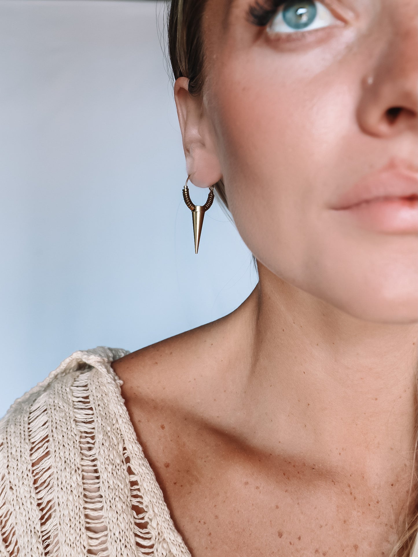 Brass Spike Hoop Earrings