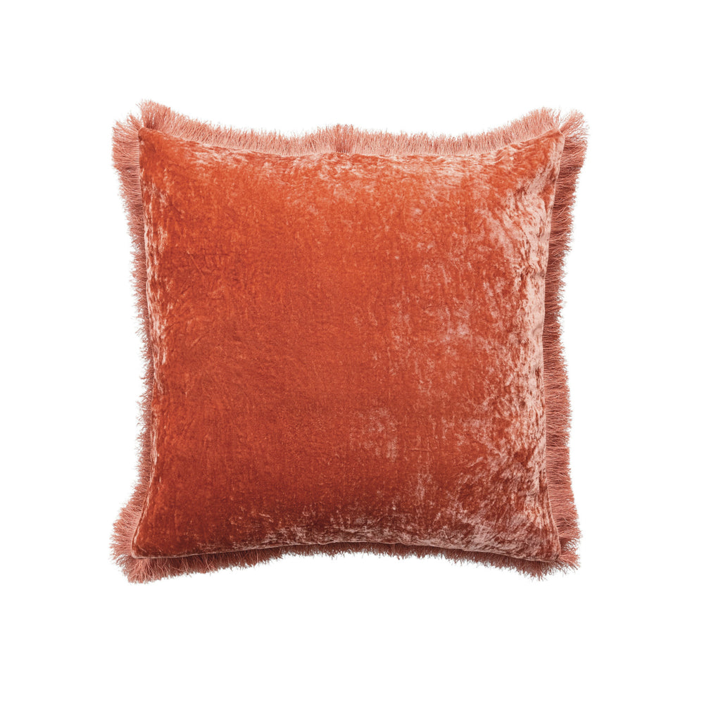 
                  
                    20" Square Fabric Blend Pillow w/ Eyelash Fringe, Clay Color
                  
                