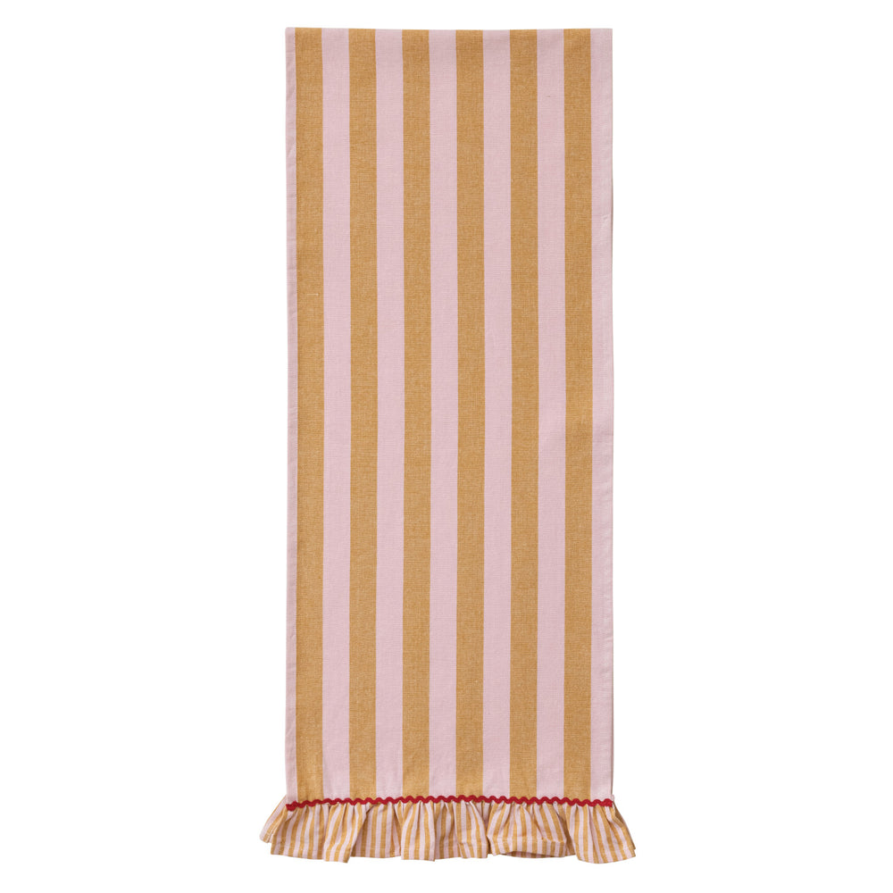
                  
                    Woven Cotton Striped Table Runner w/ Ruffle & Ric Rac Trim
                  
                