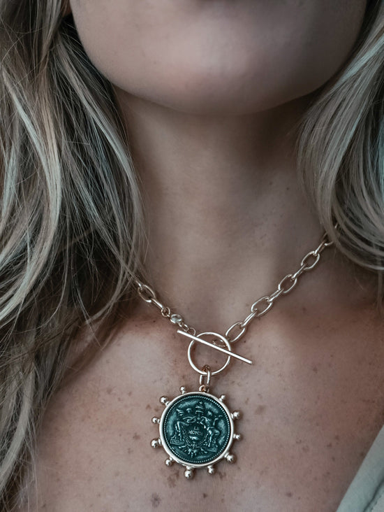 Load image into Gallery viewer, French Medallion Coin Necklace
