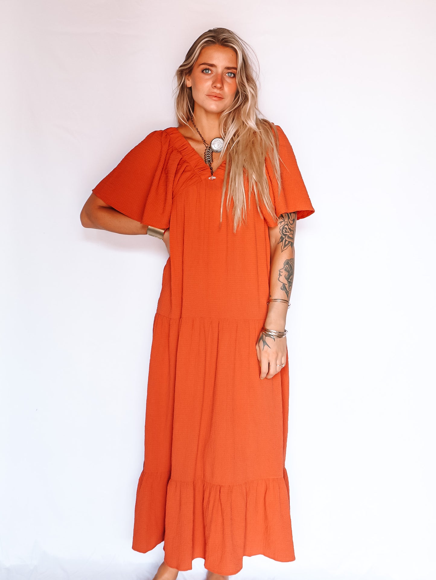 Gloria V-Neck Flared Dress
