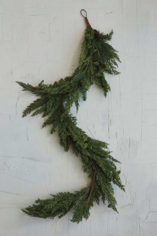 Faux Spruce & Pine Garland with Pinecones