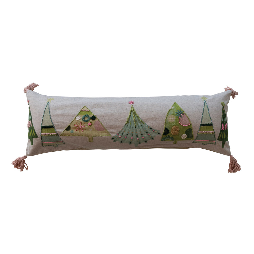 36"L x 12"H Cotton Printed Lumbar Pillow w/ Embroidery Tassels ©