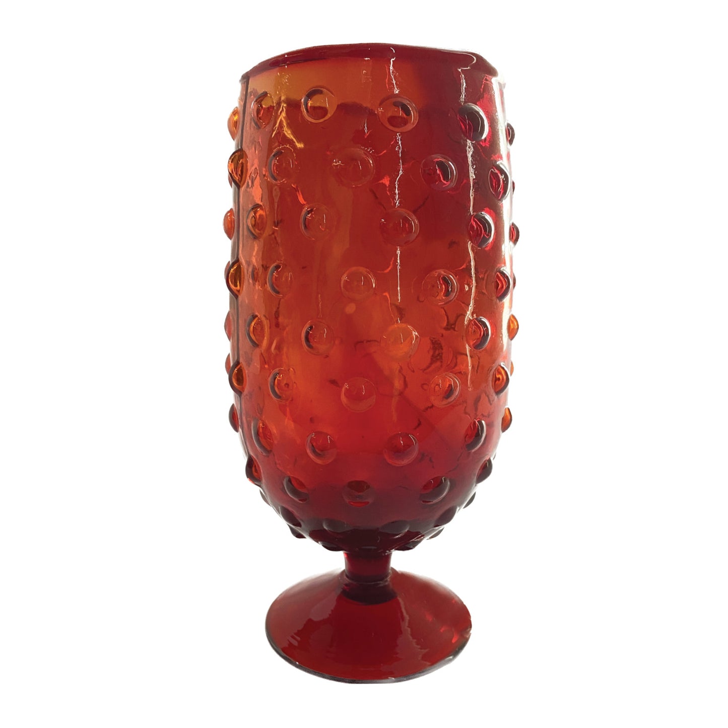 12 oz. Glass Hobnail Stemmed Drinking Glass, Red