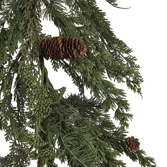 Faux Spruce & Pine Garland with Pinecones