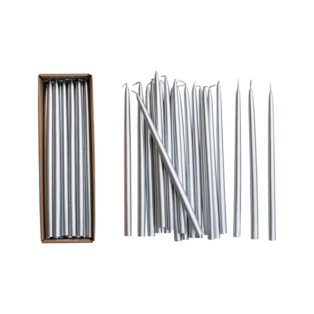 
                  
                    Unscented Thin Taper Candles in Box, Set of 24 (Est. Burn Time 3 Hours)
                  
                
