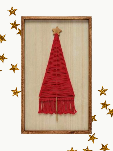 Load image into Gallery viewer, Framed Cotton Christmas Tree Wall Art
