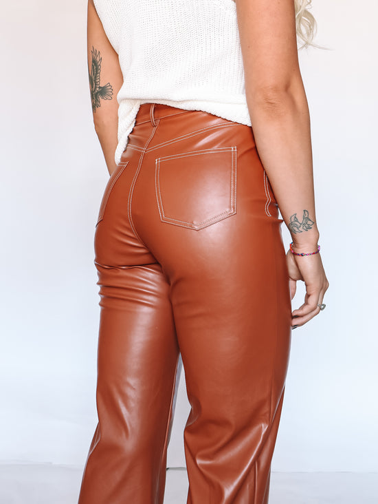 Cinnamon High Waist Leather Pants