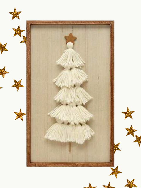 Load image into Gallery viewer, Framed Cotton Christmas Tree Wall Art
