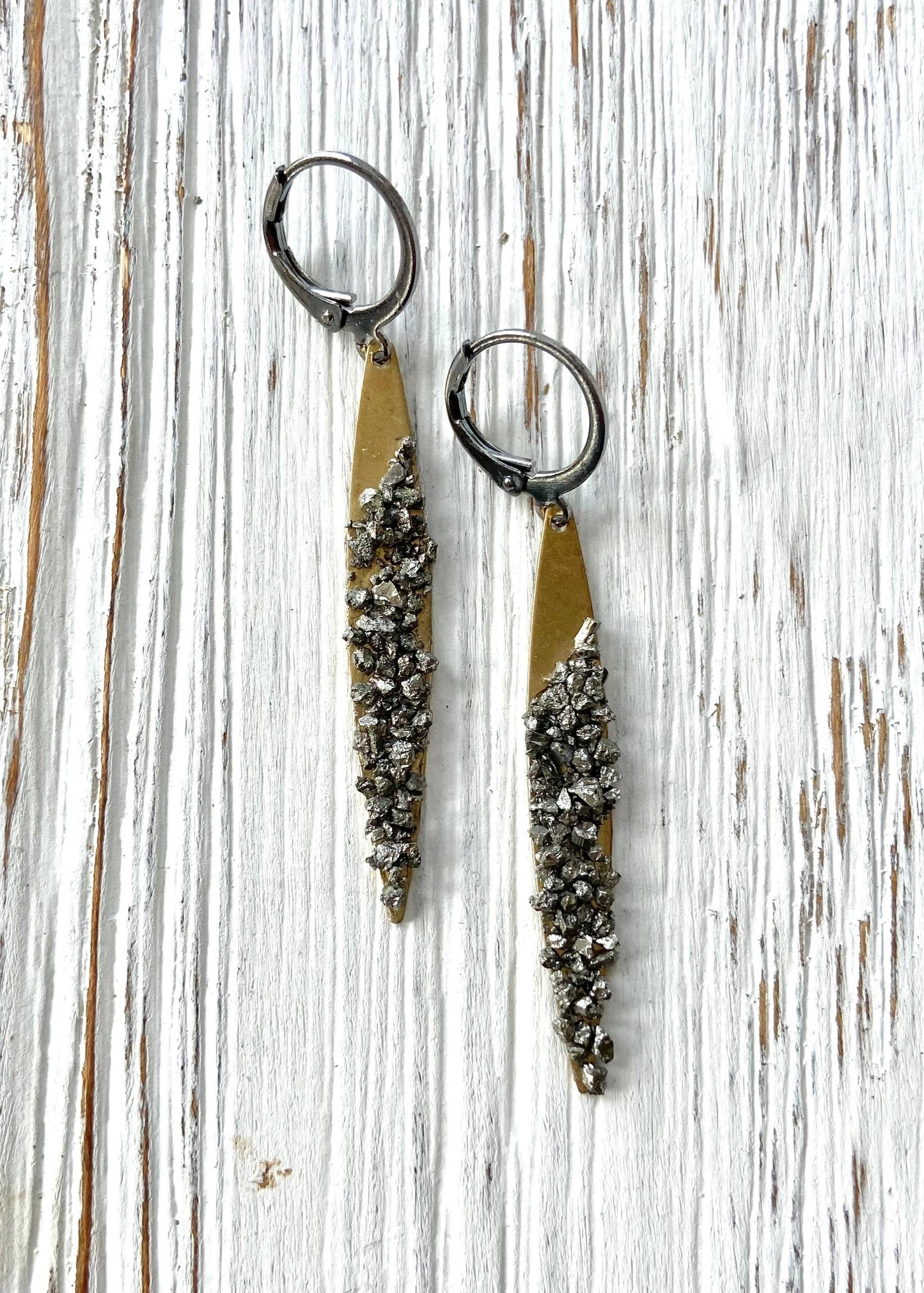 Load image into Gallery viewer, Marquise Pyrite Earrings
